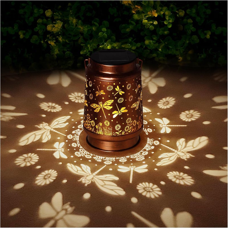 BODEVEDOB Solar Lanterns Outdoor Waterproof Dragonfly Garden Decor Gifts for Women Mom Grandma Hanging Solar Lights Metal Solar Decoration Outside for Yard,Patio,Backyard,Porch - Image 1